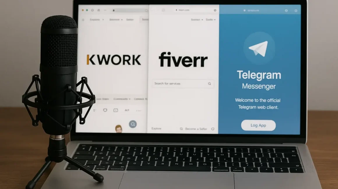 Где продавать услуги озвучки от нейросети: Kwork, Fiverr, Telegram
