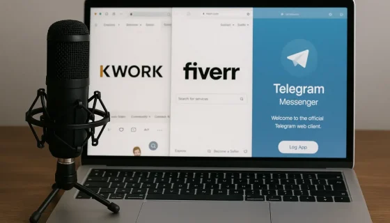 Где продавать услуги озвучки от нейросети: Kwork, Fiverr, Telegram